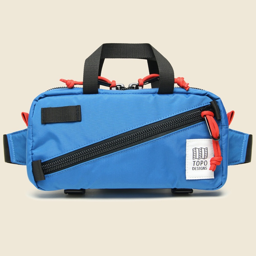 Topo Designs Blue Crossbody Waist Bag with Red Accents